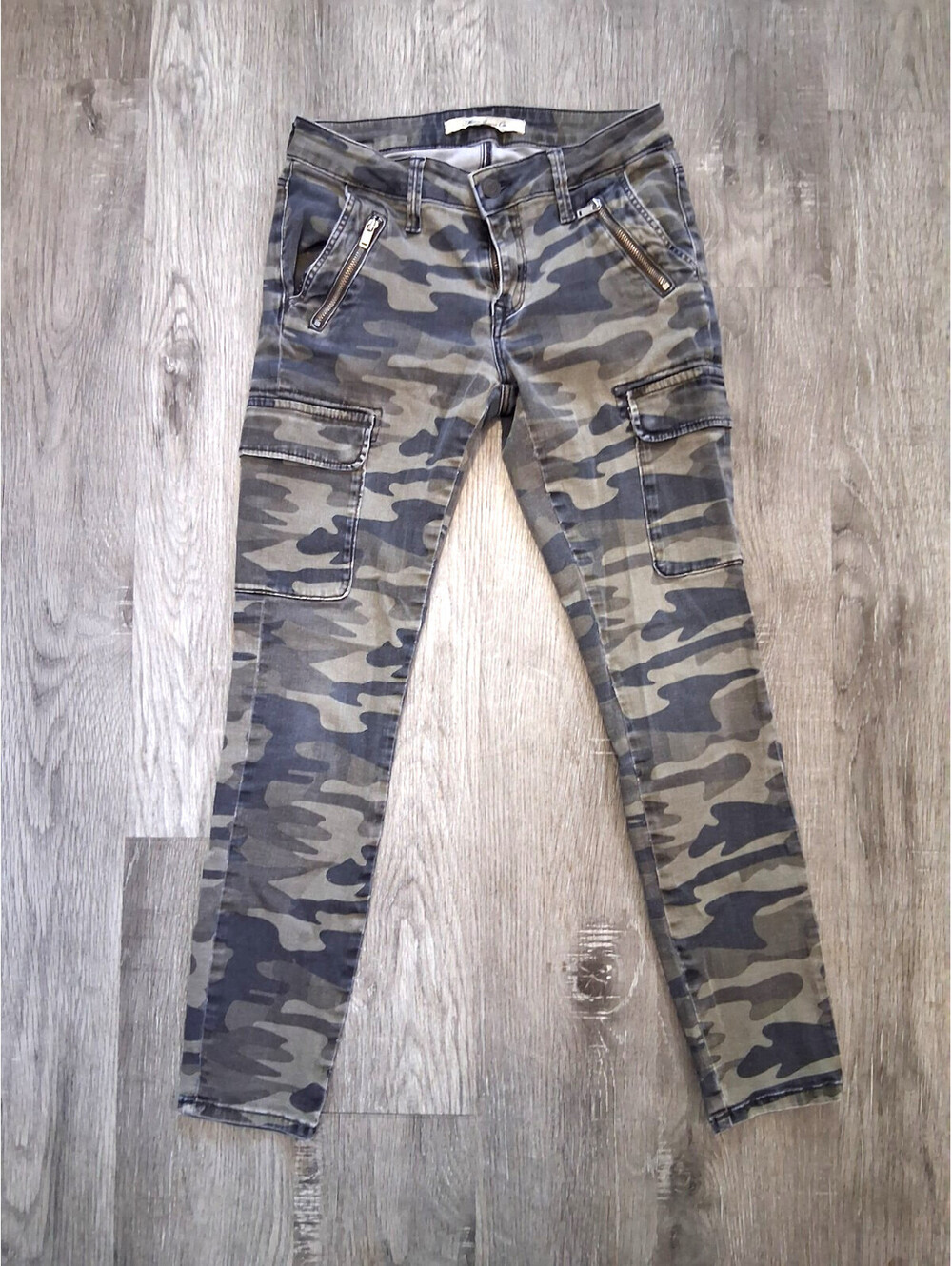 Mavi Juliette Woman 26x26 Green Camo Mid Rise Skinny Cargo Stretch Ankle Pants